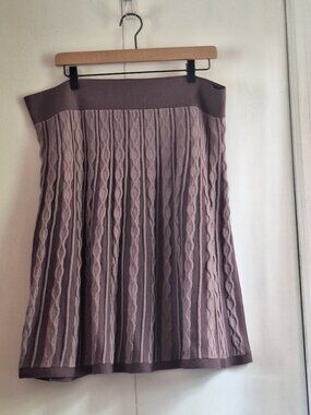 Massimo Women’s XL Mauve Cable Knit Sweater Midi Skirt Stretch Waist